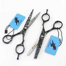 KOAIEZ 6,0 Pouces Noirs 440C Salon Professionnel Barber Barber Ciseaux De Coiffure, Outils De Cisaillement De Coiffure De Cou