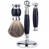 BUIDI Hommes Ensemble de Rasage Manuel Brosse de Nettoyage de Barbe Rasoir Rasoir Support de Rasoir Ensemble doutils de Soin