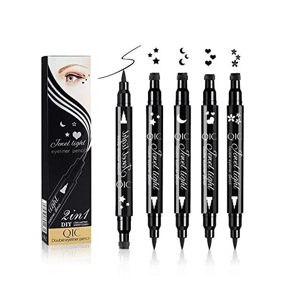 Dsaren Eye Liner Noir Waterproof Stylo Eyeliner Tampon 2 EN 1 Tattoo Liner Forme Outil De Maquillage Femme Yeux Crayon Durabl