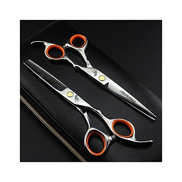 Ciseaux tranchants argentés de 6,0 pouces, rasoir de barbier, couleur : ciseaux amincissants ciseaux de coupe b ensemble