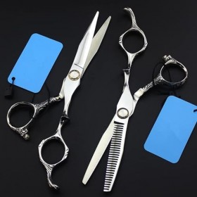 Ciseaux de coupe de cheveux, professionnels 440c 6 pouces avec roulement en argent, ciseaux de coupe de cheveux, ciseaux amin