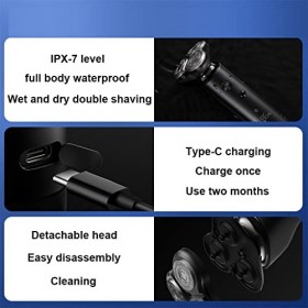 Rasoir électrique Design Ergonomique Rasoir Rotatif Charge USB avec Verrouillage de Voyage Rasoir for Hommes étanche et Sec