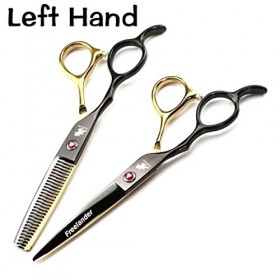 Ciseaux à couper les cheveux professionnels gauchers 6,0 pouces Ensemble dor noir, salon haut de gamme Ciseaux de coiffure -