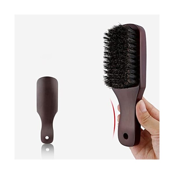 INGVY Peigne à cheveux avec manche en bois - Brosse de nettoyage pour homme - Brosse de barbier - Outil de rasage