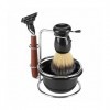 WWWFZS 4 pièces Ensemble de Rasage de Barbe pour Hommes Rasoir Manuel + Support de Support en Acier Inoxydable + Brosse + Bol