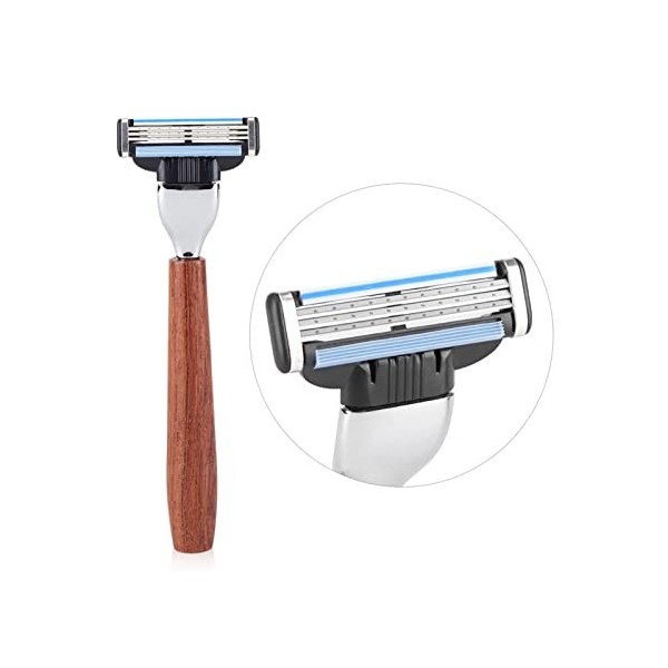 WWWFZS 4 pièces Ensemble de Rasage de Barbe pour Hommes Rasoir Manuel + Support de Support en Acier Inoxydable + Brosse + Bol