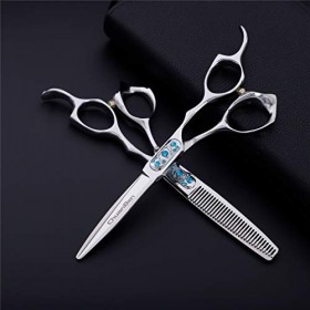 Ciseaux De Coiffure Kits, Ciseaux De Coupe De Cheveux en Acier Inoxydable Ciseaux Haircut 440C Matériel, Eclaircie Scissor Ci...