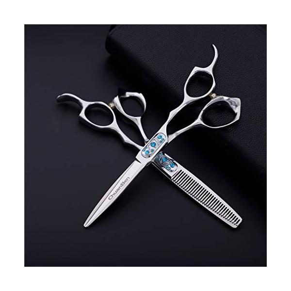 Ciseaux De Coiffure Kits, Ciseaux De Coupe De Cheveux en Acier Inoxydable Ciseaux Haircut 440C Matériel, Eclaircie Scissor Ci