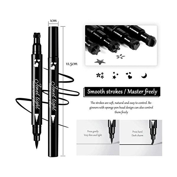 Tampon Eyeliner, 4 Pièces 2 en 1 Imperméable Eyeliner Liquide et Stylo Tampon Longue Durée Eye-liner En Forme DAile Tampon d