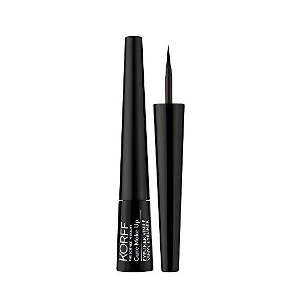 Korff Eyeliner Vinyle Waterproof, Effet extra noir et brillant, trait fin, anti-ébavurage et long Lasting, noir, 2,5 ml