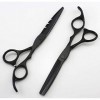 Professionnel japon 440c 5.5 & 6 pouces ciseaux à cheveux noirs coupe et amincissement ciseaux de coiffeur outils ensemble de