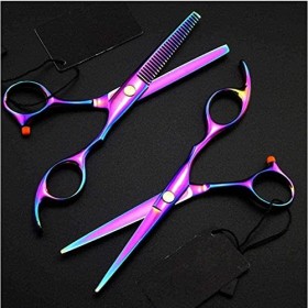 Ciseaux de coiffeur professionnel 5.5 pouces coupe cheveux ciseaux ensemble amincissant cisailles coupe outils de coiffeur ci