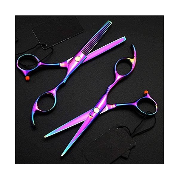 Ciseaux de coiffeur professionnel 5.5 pouces coupe cheveux ciseaux ensemble amincissant cisailles coupe outils de coiffeur ci