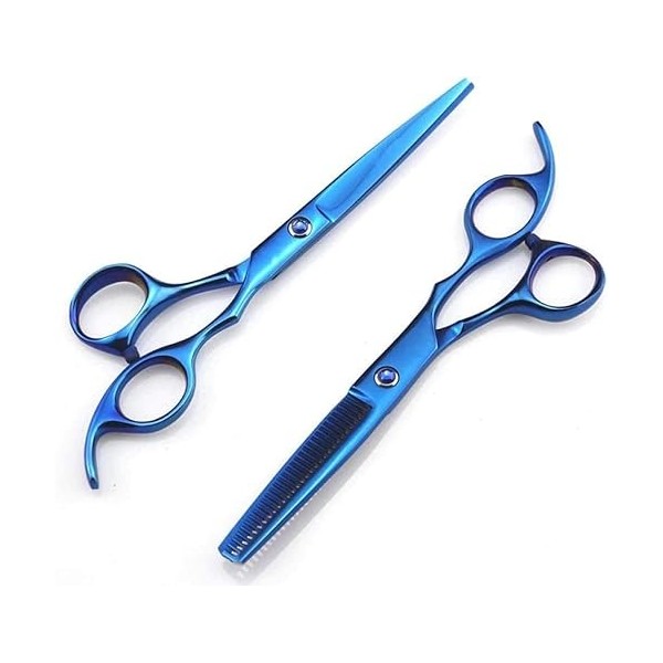 Ciseaux de coupe professionnels 440c 6.0 pouces bleu amincissant les ciseaux de coiffure coupe de cheveux Style Salon ensembl