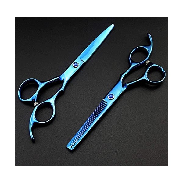 Ciseaux de coupe professionnels 440c 6.0 pouces bleu amincissant les ciseaux de coiffure coupe de cheveux Style Salon ensembl