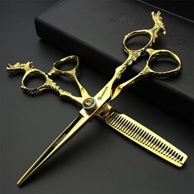 KOAIEZ Ensembles De Ciseaux De Coupe De Cheveux De 6,0 Pouces Gold Professional GEM , Cisaillements De Coiffure Multifonctio