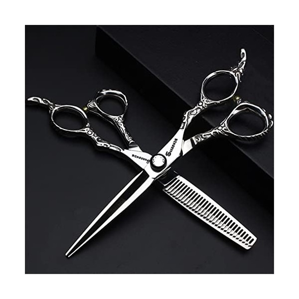 KOAIEZ Ensembles De Ciseaux De Coupe De Cheveux De 6,0 Pouces Argent , Cisaillements De Coiffure Multifonctionnels 440C en A