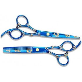 Ciseaux de coiffeur ciseaux de coiffure professionnels avec poignée de personnalité crantée dent en forme de L couleur argent