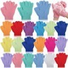 Lot de 25 paires de gants exfoliants double face pour le bain, la douche, le spa, le massage, la beauté, le bain, 13 couleurs