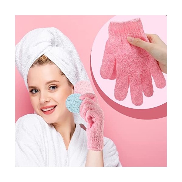 Lot de 25 paires de gants exfoliants double face pour le bain, la douche, le spa, le massage, la beauté, le bain, 13 couleurs