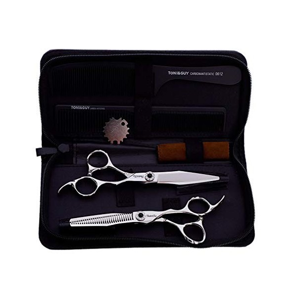 Ciseaux Cheveux Kits, 440C En Acier Inoxydable 6 Pouces Coiffure Barbiers Ciseaux Outils Set, Pour Lhomme Et Les Femmes Salo