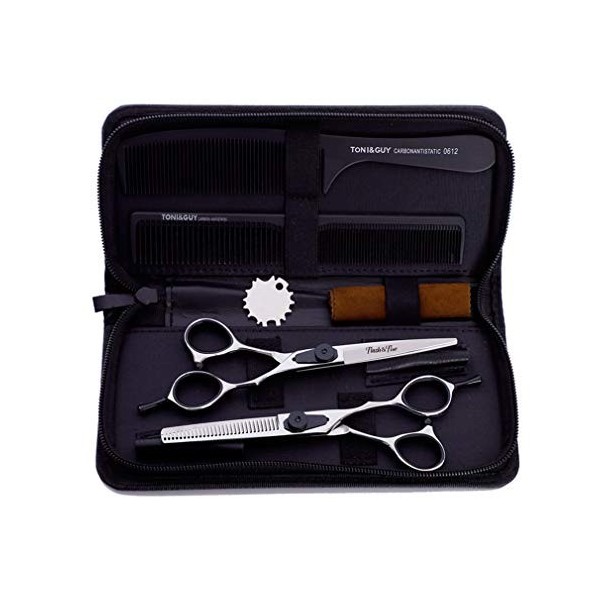 HIJIN Ciseaux Cheveux, Coiffure Kits Barbiers Ciseaux Outils Set 440C en Acier Inoxydable 6 Pouces , Salon De Coupe De Cheve