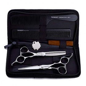 HIJIN 6 Pouces Ciseaux Cheveux Kits, Acier Inoxydable 440C Coiffure Barbiers Ciseaux Outils Set, pour lhomme Et Les Femmes D ...