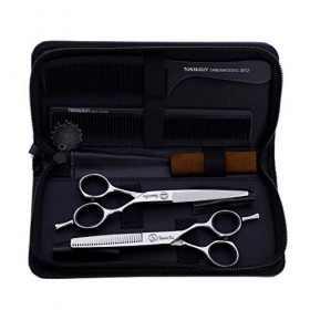 HIJIN 6,0 Pouces Ciseaux De Coupe De Cheveux Ensembles, Salon De Coiffure De Coiffeur Kits Ciseaux avec Peigne, pour Les Barb...