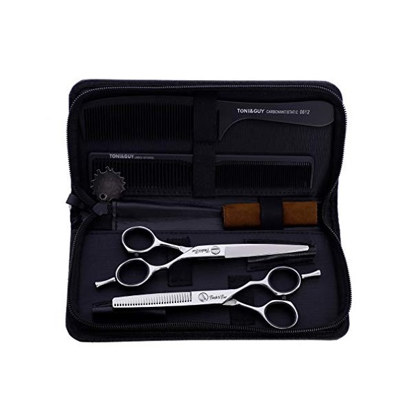 HIJIN 6,0 Pouces Ciseaux De Coupe De Cheveux Ensembles, Salon De Coiffure De Coiffeur Kits Ciseaux avec Peigne, pour Les Barb