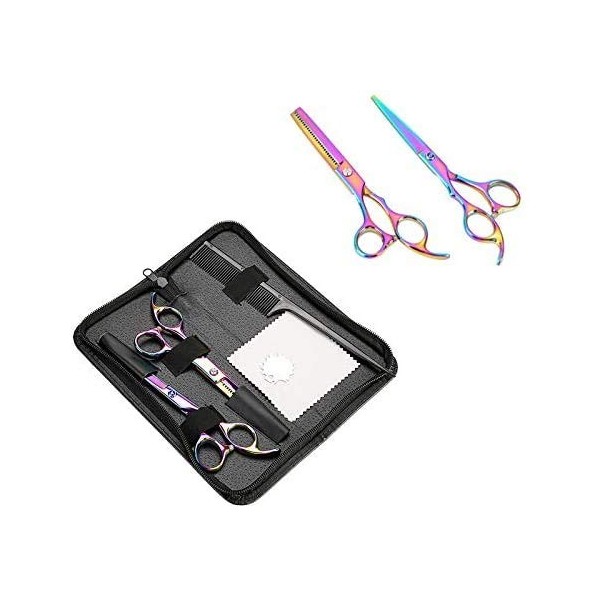 RWRAPS Kit de Coiffure Professionnel en Acier Inoxydable, Ciseaux Amincissants pour Coupe de Cheveux, Salon de Coiffure, barb