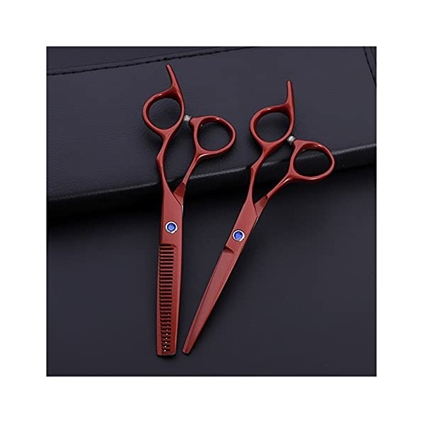 Cisailles pour la coupe de cheveux 6 pouces Vin Rouge Coiffure Ciseaux Coupe de cheveux Amincissement Coiffeur Maquillage Cis