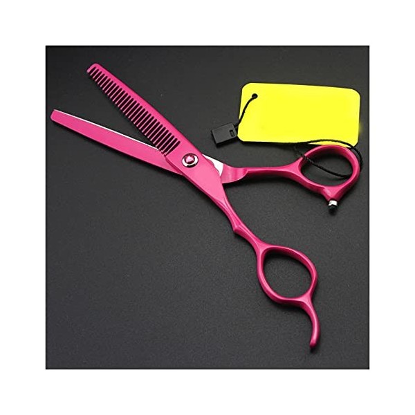 Générique Ciseaux de Coiffure gauchers Professionnels Set Droite et amincissement Coupe Rose Rouge Color : Set 