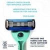 Preserve Système de rasoir POPi Shave 5 fabriqué en plastique recyclé océan et cartouche à 5 lames, vert Neptune