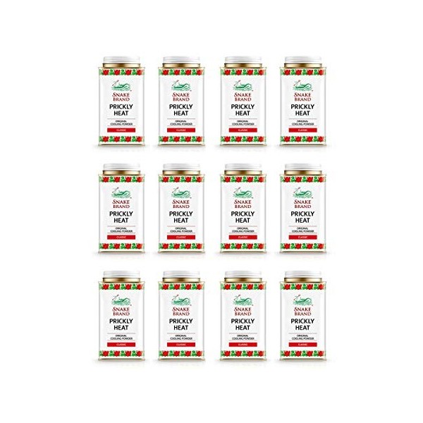 Snake Brand Prickly Heat Poudre rafraîchissante pour le corps 12 x 140g Prix de gros Multi-Pack pour la pharmacie ~ club de s