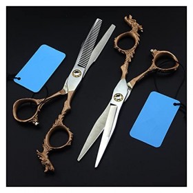 Ciseaux de coupe de cheveux dorés de 6 pouces, ciseaux de coupe de cheveux, ciseaux de coupe de cheveux amincissants, ciseaux