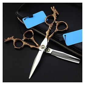 Ciseaux de coupe de cheveux dorés de 6 pouces, ciseaux de coupe de cheveux, ciseaux de coupe de cheveux amincissants, ciseaux
