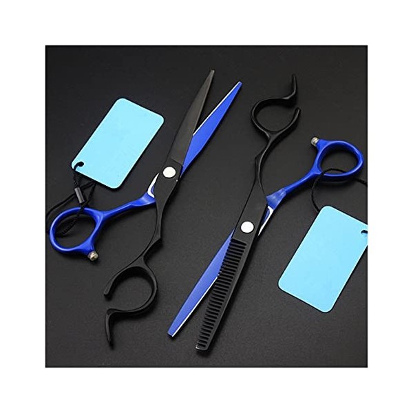 Ciseaux de coupe de cheveux de coiffure noir et bleu de 6 pouces Ciseaux de coupe de cheveux de coiffure Ciseaux de coupe de 