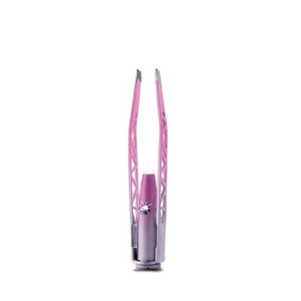 La-tweez Pro Illuminating Pince à épiler et étui de transport miroir avec embouts anti-poussière en diamant, ombré rose, 0,2 