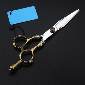 Ciseaux de coupe de cheveux, 6 pouces professionnels 440c 9cr couronne dor ciseaux de cheveux coupe barbier coupe de cheveux