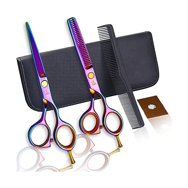 Kit de ciseaux de coupe de cheveux 5,5 pouces couleur acier inoxydable professionnel texture fine frange ciseaux de coiffeur 