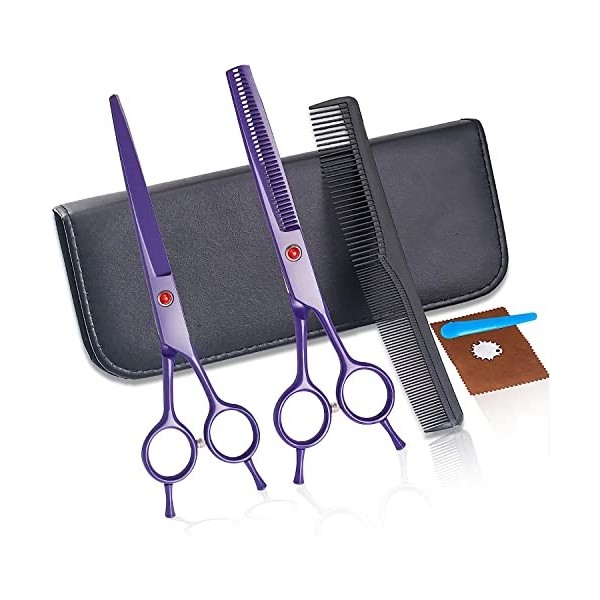 Kit de ciseaux de coupe de cheveux 7,0 pouces violet ensemble de ciseaux de coiffure professionnels en acier inoxydable cisea
