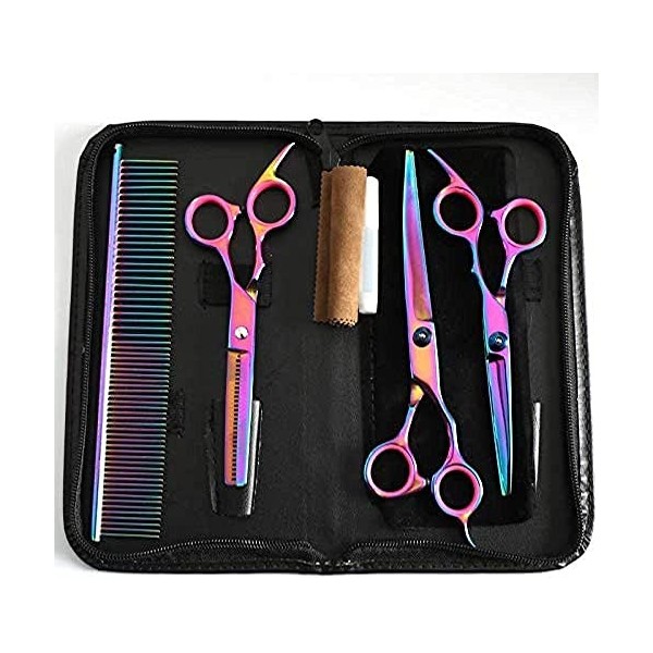 Ciseaux de coiffeur Ensemble de ciseaux de coiffure pour animaux de compagnie Pratique de la couleur Couper les poils de chie