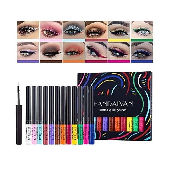 12 PCS Couleur Eyeliner Crayon Ensemble Mat Doublure Longue Durée Étanche Gel Crémeux Eyeliner Doux Ombre À Paupières Glissem