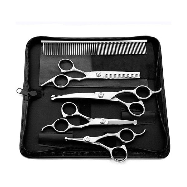 Ciseaux de coiffeur Outils de coupe de cheveux Ensemble de ciseaux de coiffure pour animaux de compagnie en argent