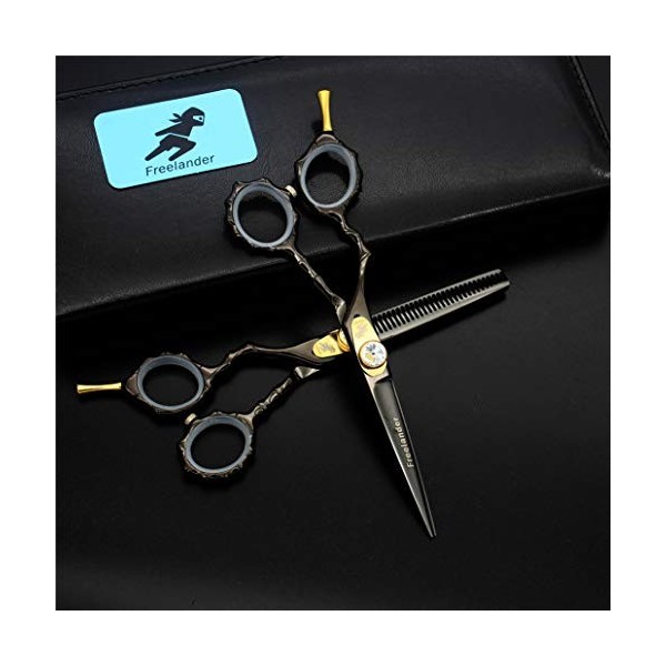 SXFZQ Gaucher Cheveux Ciseaux de Coupe Set Noir 5.5" Ciseaux de Coiffure Ciseaux Dilution Styling Professionnel en Acier Inox