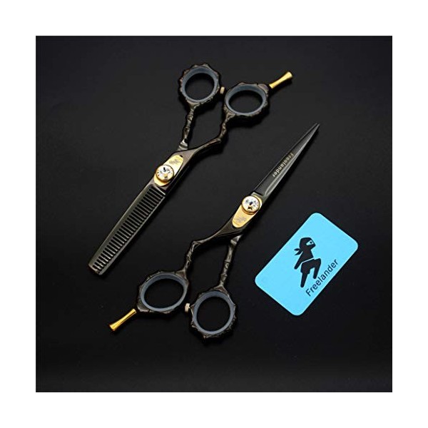 SXFZQ Gaucher Cheveux Ciseaux de Coupe Set Noir 5.5" Ciseaux de Coiffure Ciseaux Dilution Styling Professionnel en Acier Inox
