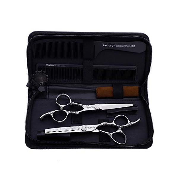 Ciseaux Cheveux Kits 6 Pouces, 440C Coiffeur Professionnel Coiffure Coupe Styling Set, Eclaircie Ciseaux & Droites Ciseaux Ba