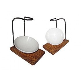 Set de rasage élégant 4 pièces en bois dolivier et porcelaine Design Plus Bois dolivier Rasage et Épilation