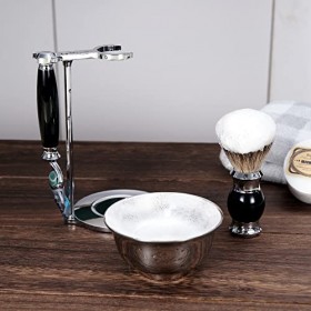 GRUTTI- Ensemble de blaireaux de rasage haut de gamme, avec porte-brosse et brosse luxueux, rasoir 3 couches pour ensemble de