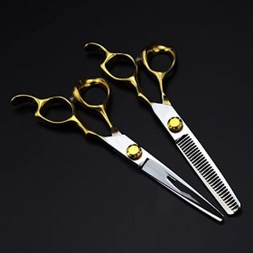 Ciseaux de coupe de cheveux, 6 pouces professionnels 440c en acier doré, ciseaux de coupe de cheveux, ciseaux amincissants, c